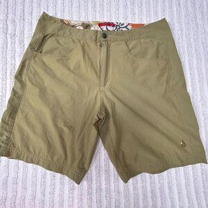 ISIS Women's Green Mid-Rise Stretch Hiking Outdoor Chino Shorts Size 10 Pockets